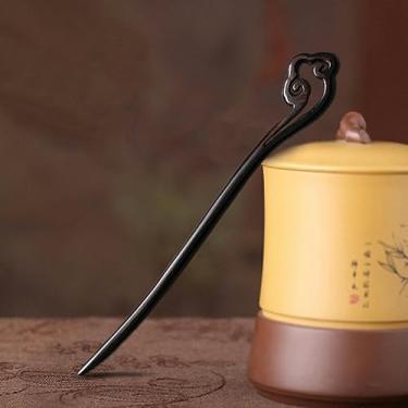 Imagem de Palitos de cabelo de madeira presilhas de cabelo de sândalo vermelho clipes de coelho estilo vintage acessórios para mulheres coque