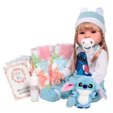 Imagem de Bebê Reborn Realista Silicone Menina Loira + Kit Itens - Cegonha Rebor