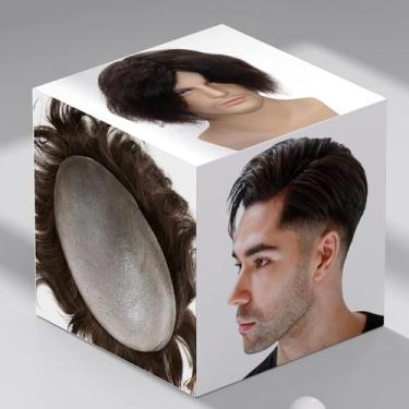 Imagem de Civmo Toupee masculina peruca masculina 0,06 mm ultra macia transparente pele fina todos os apliques masculinos em V sistemas de cabelo humano virgem europeu perucas de peruca masculina 20,3 x 25,4 cm