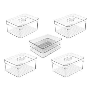 Imagem de Kit 4 Organizadores De Geladeira 2,2L E Porta Frios Duplo Ou