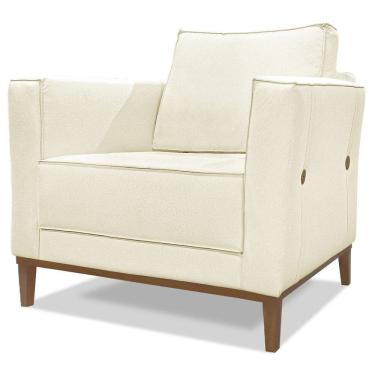 Imagem de Poltrona Decorativa Balli 1 Lugar Pes Madeira Linho Perola Ezz