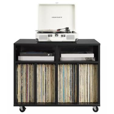 Imagem de Crosley Furniture Carlo Rolling Record Storage Console, suporte para toca-discos de vinil, preto