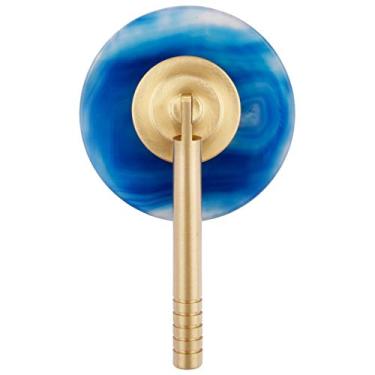 Imagem de Maçaneta de gaveta de ágata da Rockcloud com parafuso, puxador de porta de puxador feito à mão para armário e cozinha, armário decorativo, Blue