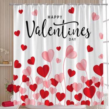Imagem de UEAUUN Cortina de chuveiro de dia dos namorados vermelha doce coração romântico decoração de banheiro (178 cm L x 180 cm C)