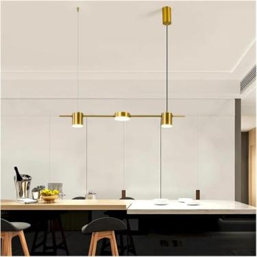 Imagem de Lustre moderno LED, minimalista - Lustre de restaurante, moderno, minimalista, longo, luminária de mesa de jantar, balcão de bar, lustre longo, decoração moderna