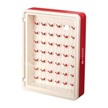 Imagem de WeiLaiKeQi Caixa organizadora de pontas de confeitar para parede, com capacidade para 42 peças, economiza espaço com porta, fácil de instalar e recipiente de, Vermelho