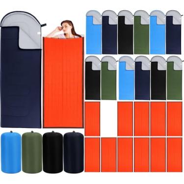 Imagem de Hahafelt Pacote com 24 sacos de dormir para acampamento com sacos de emergência Bivy – Sacos de dormir leves à prova d'água para 4 estações, quentes e frios, com bolsa de armazenamento para caminhadas