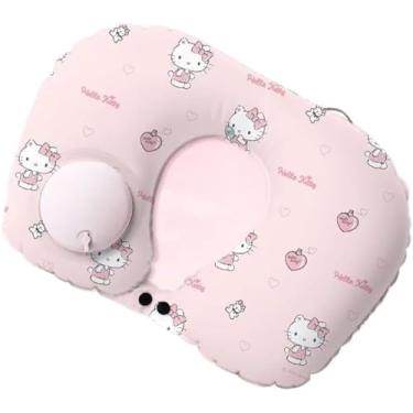Imagem de Travesseiro de pescoço de gatinho, acessório de viagem de algodão com memória rosa, adequado para aviões, carros e escritórios, confortável e respirável,