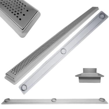 Imagem de Ralo Raso Ideal para Laje e Apartamento Inox Perfurado 90cm col Cinza 