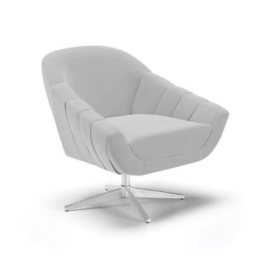 Imagem de Poltrona Giratória Giovana Suede Cinza Base Cromada - D'Rossi