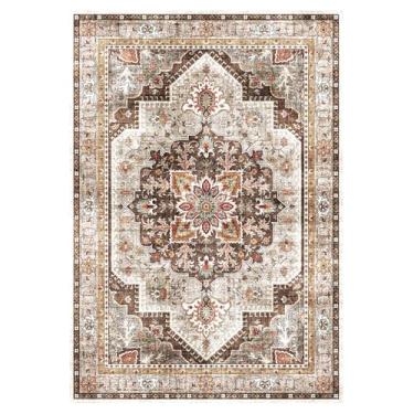 Imagem de Gertmenian Tapete de área lavável e fácil de cuidar para ambientes internos – 3 x 5 pequeno, ideal para áreas de alto tráfego na sala de estar, quarto, entrada – Erin Brown, 23277