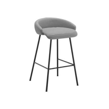 Imagem de hezhuhe2258 Cadeira de bar cadeira ilha moderna simples banco alto escandinavo banco doméstico (branco)