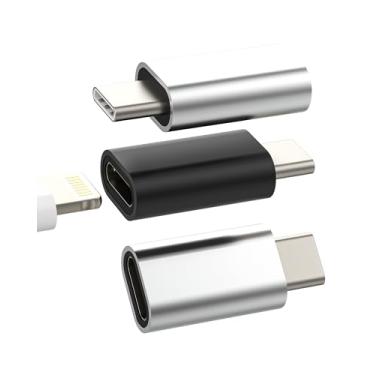 Imagem de Adaptador de carregamento Lightning fêmea para USB C macho (pacote com 3) para iPhone16 15 Pro Max para Apple para iPad Air compatível com Samsung carregador cabo conector tipo C porta de carregamento