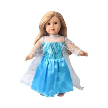 Imagem de Boneca Reborn De 43 Cm Elsa Vestido Azul 18 Polegadas Fantasia De Rain