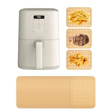 Imagem de 130 peças de forros de papel perfurados para fritadeira a ar fina Bella de 4 litros (capacidade de 1,5 kg), forro de papel pergaminho descartável retangular Airfryer, acessórios antiaderentes de grau