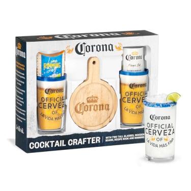 Imagem de Marketplace Brands Corona Beer Conjunto de 5 peças Cokctail Crafter com dois copos e placa de borda