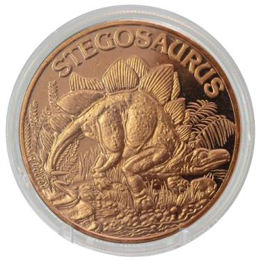 Imagem de Stegosaurus Prehistoric Dinosaur - 1 oz .999 Pure Copper Round Collecticble 39mm Challenge Coin in Capsule - COA by Heavenly Metals