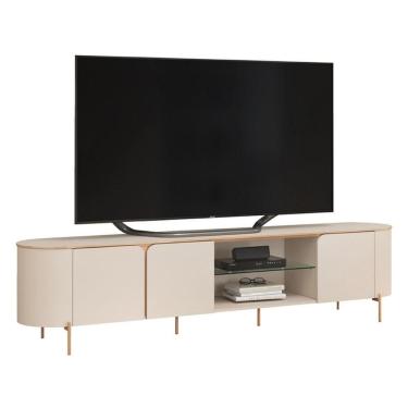 Imagem de Rack Bancada Para Tv Até 75 Polegadas 2,41m 3 Portas Lívia Off White Off White