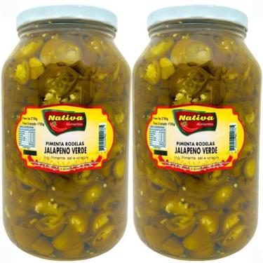 Imagem de 2 Potes de Pimenta Jalapeno Verde em Rodelas em Conserva - Nativa