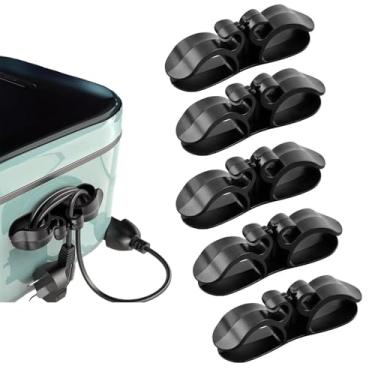 Imagem de Pacote com 5 organizadores de cabos pretos para utensílios de cozinha, misturadores domésticos, cafeteira, panela de pressão