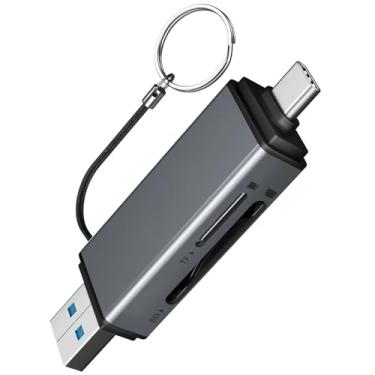 Imagem de Leitor de cartão SD, USB C para cartão SD Micro SD, adaptador de cartão de memória, compartimento duplo, compatível com iPhone 15 Pro/Max, MacBook Pro/Air 2023, iPad Pro, iMac, S23, XPS 17, Surface