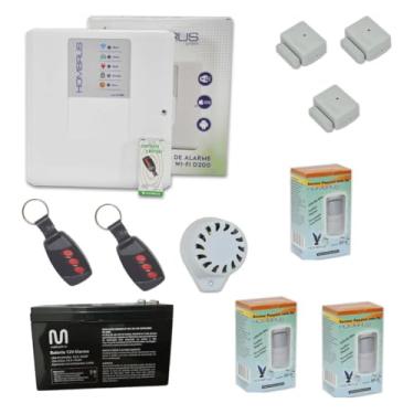 Imagem de Kit Alarme central WI-FI 6 sensores s fio Hombrus c bateria