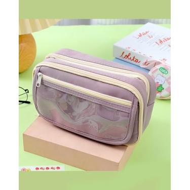 Imagem de Estojo de lápis roxo de 9 camadas, porta-lápis espaçoso para organizar materiais de escritório