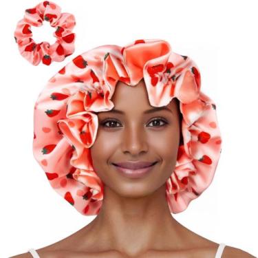 Imagem de Conjunto de chapéu de cetim Vettres Floral com elástico para cabelos c