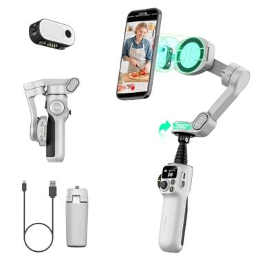 Imagem de AOCHUAN Estabilizador Gimbal magnético Smart P2 para iPhone com luz de preenchimento 2 em 1 e sensor de rastreamento de IA, rastreamento de rosto, sem necessidade de aplicativo, estabilizador de