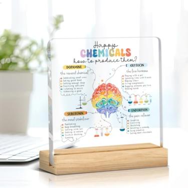 Imagem de Placa de decoração de escritório terapia saúde mental decorações de mesa para sala de aula conselheiro escolar terapeuta afirmações positivas presentes psicologia feliz produtos químicos