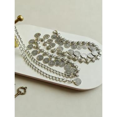 Imagem de Cinto de corrente de prata para mulheres, moda plus size, correntes prateadas, correntes de metal para moedas, cintos de cintura em camadas, cintos de barriga modernos para mulheres, acessórios