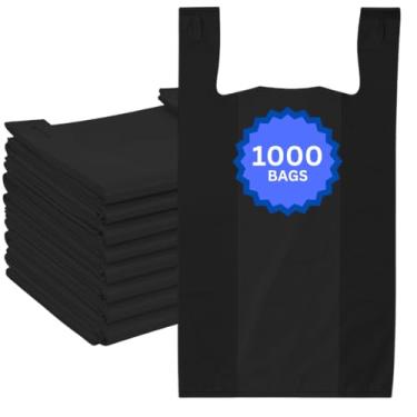 Imagem de ASSUREPAK Sacolas Plásticas Pretas De Hdpe Para Varejo, Supermercados, Mercadorias, Lojas De Conveniência, Supermercados, Restaurantes - 1/6 Bbl, 11,5" X6" X21" - Pacote Com 1.000 Sacolas, 13 Mícron