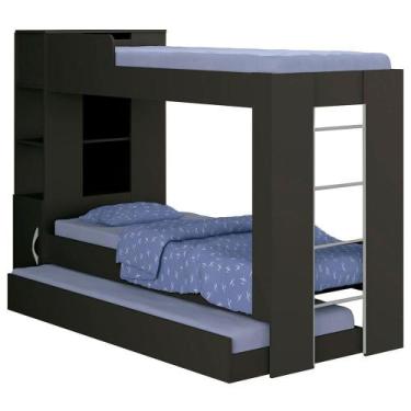 Imagem de Treliche Solteiro Cabeceira Bau 1 Porta 225x87 Cm15 Preto Dtall Preto 