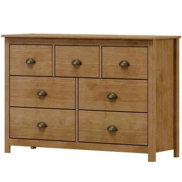 Imagem de Comoda 7 Gavetas Madeira Maciça 125 Cm 9174 Freijo Milani Store - MILA