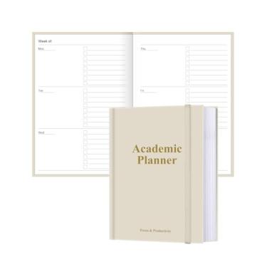 Imagem de Agenda acadêmica para 2025, 2026 ou a qualquer momento – Agenda A5 semanal sem data para estudantes de ensino doméstico, ensino médio, faculdade e enfermagem, 200 páginas, 14,7 cm x 21,6 cm, bege