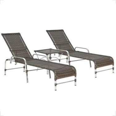 Imagem de Kit Espreguiçadeiras Catar e Mesa Garden Confortável Para Piscina Tram