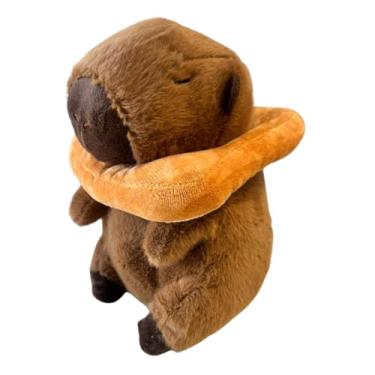 Imagem de Pelucia Capivara de Pelúcia Marrom com Cachecol Laranja, 20cm de Altura, 13cm de Largura, Brinquedo Musical Infantil