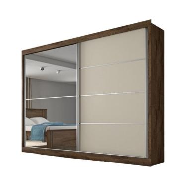 Imagem de Guarda Roupa Verona Plus 1 Porta Espelhado 100% Mdf Brauna-off White-brauna