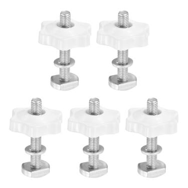 Imagem de PATIKIL T Kit de manípulos de parafusos de trilha, conjunto de 10 parafusos roscados M6 x 40 mm x 32 mm com arruelas e porcas de maçanetas de 6 estrelas, acessórios de trilho para gabaritos e