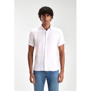 Imagem de Camisa Docthos Slim Manga Curta 100% Linho Tinturado, 001 branco, G