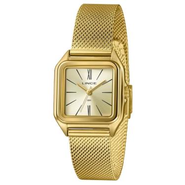 Imagem de Relógio Lince Feminino Ref: Lqgm057l30 C3kx Retangular Mesh Dourado