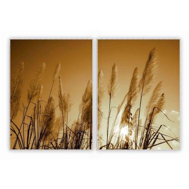 Imagem de Kit Com 2 Quadros Decorativos Florais Com Moldura Para Sala Quarto Escritório 62x822 Floral 023