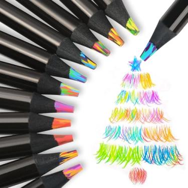 Imagem de nsxsu 12 peças de materiais de arte para crianças, adolescentes e adultos, lápis de cor arco-íris jumbo, coisas legais, presentes multicoloridos para desenhar, colorir, meias e sacolas de