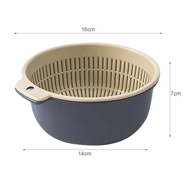 Imagem de Generic Bacia de Drenagem de Dupla Camada, Cesta de Lavagem de Frutas e Legumes, Camada Dupla de Plástico Resistente, Redonda, Espessada para Dormitório (Azul Nórdico)