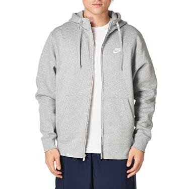 Imagem de Nike Moletom masculino com capuz de lã com zíper completo, cinza/grande cinza/branco, 4GG