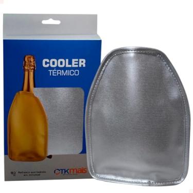 Imagem de Cooler Bolsa Térmica com Gel para Garrafa 750ml em Nylon Vinho Espumante Bebidas Cooler Sleeve CTK Mais (Prata)