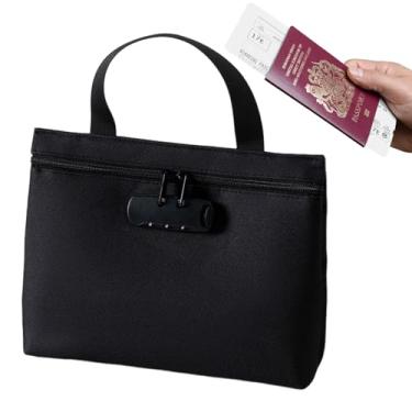 Imagem de de Dinheiro com Cadeado - Pochete Organizadora De Grande Capacidade Com Zíper Trancável - Segura para Valores | para Documentos Bilhetes Cadernetas de Banco Chaves Passaporte e Itens Valiosos