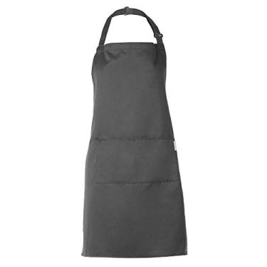 Imagem de Avental de poliéster para cozinha, churrasco, restaurante, adulto, com cinto ajustável, 2 bolsos para cozinhar, assar, jardinagem, para homens e mulheres - cinza