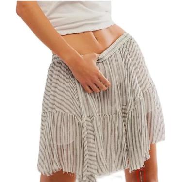 Imagem de Saia Yiulangde feminina de renda Mini Y2k plissada com babado assimétr