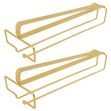 Imagem de Mewutal 2 peças de suportes de copos de vinho dourados sob o armário rack de taças de metal sem furos organizadores de armazenamento de copos de vidro para bar cozinha adega de vinho